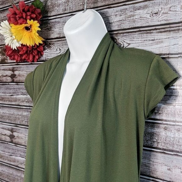 Nearkin | Green Open Front Cap Sleeve Cardigan |XS - Picture 3 of 8